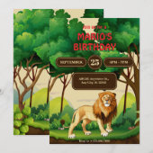 Invitation Lion roi de la jungle anniversaire (Devant / Derrière)