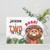 Invitation Lion Safari deux fêtes Anniversaires de enfants sa (Debout devant)