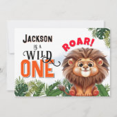 Invitation Lion Safari Wild One Anniversaire de enfant Party (Devant)