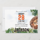 Invitation Lion Safari Wild & Trois Anniversaires de enfants  (Dos)