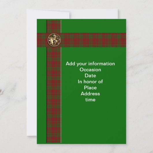 Invitation lion tartan écossais (Devant)