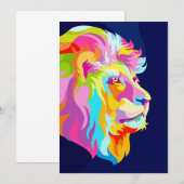 Invitation Lion Tête De Lion Abstrait Dans Le Pop (Devant / Derrière)