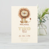 Invitation Lion Two Wild Safari Animaux 2e anniversaire (Debout devant)