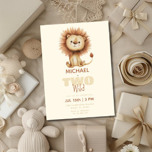 Invitation Lion Two Wild Safari Animaux 2e anniversaire