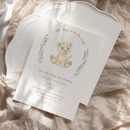 Invitation Lion vert Safari Animaux Baby shower