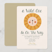 Invitation Lion Wild one est sur le Baby shower Way (Devant / Derrière)