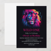 Invitation Lion Wild Un Anniversaire (Devant / Derrière)