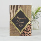 Invitation Lioness Safari Chic Jungle Glam Anniversaire moder (Debout devant)