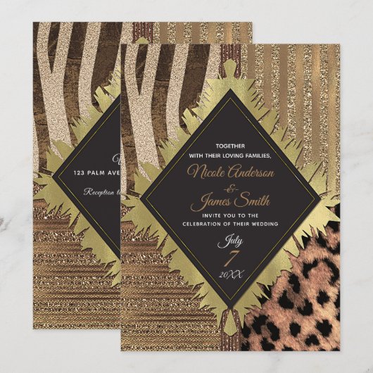 Invitation Lioness Safari Chic Jungle Glam Mariage moderne (Devant / Derrière)