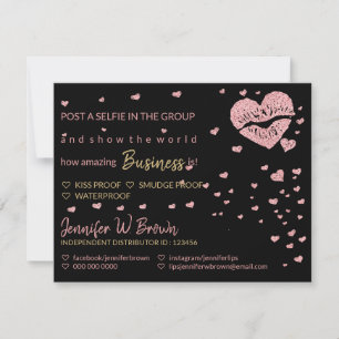 Invitation Lipstick Business coeur rose lèvres selfie