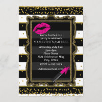 Lipstick Lips Gold Confetti & Stripes Glamor