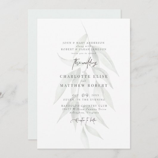 Invitation Liquide de fumée légère Mariage moderne (Devant / Derrière)