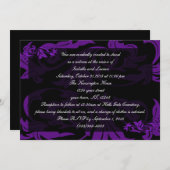Invitation Liquide Purple Damask Goth Mariage (Devant / Derrière)