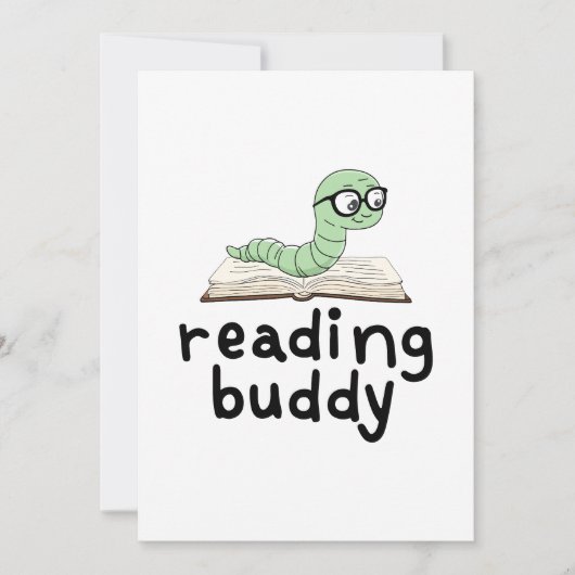 Invitation Lire Buddy Cute Bookwort Avec Livre (Devant)