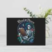 Invitation Lire en paix Squelette Lecteur de livres Amoureux (Debout devant)