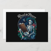 Invitation Lire en paix Squelette Lecteur de livres Amoureux (Devant / Derrière)