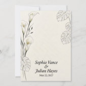 Invitation Lis calla blanc, feuille de monstera en contour, m (Dos)