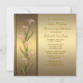 Invitation Lis calla doré 50e anniversaire de mariage en or (Dos)