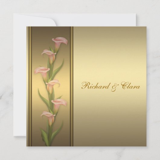 Invitation Lis calla doré 50e anniversaire de mariage en or (Devant)