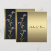 Invitation Lis calla dorée 50e anniversaire de mariage en or (Devant / Derrière)