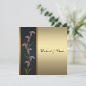 Invitation Lis calla dorée 50e anniversaire de mariage en or (Debout devant)