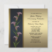 Invitation Lis calla dorée 50e anniversaire de mariage en or (Dos)