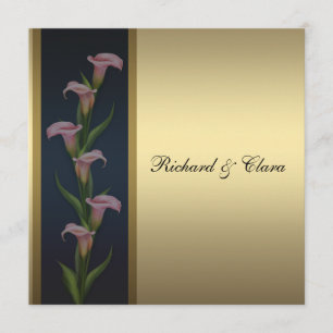 Invitation Lis calla dorée 50e anniversaire de mariage en or