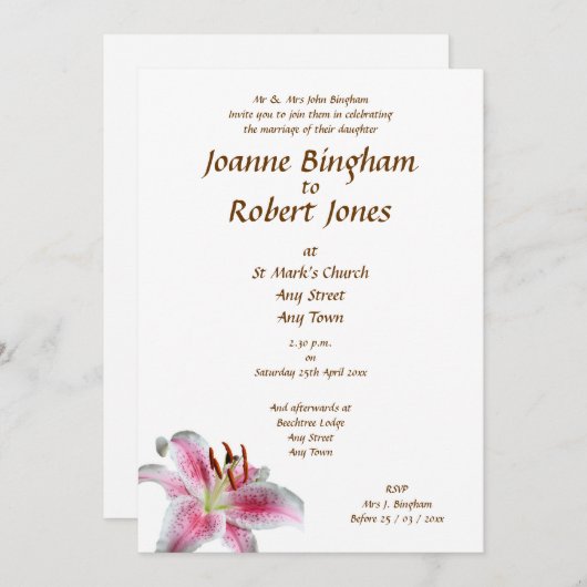 Invitation Lis d'astronome (Devant / Derrière)