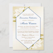 Invitation Lis d'or et bleu marine Quinceañera (Devant)