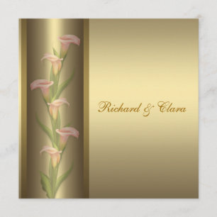 Invitation Lis dorée d'Arum du 50e anniversaire de mariage en