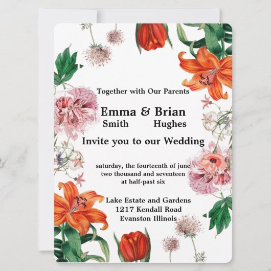 Invitation Lis lis et tulipes (Devant)