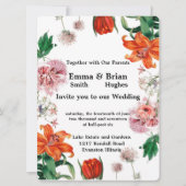 Invitation Lis tigré et tulipes (Devant)