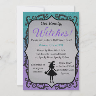 Invitation Lisez, sorcières ! Fête d'Halloween