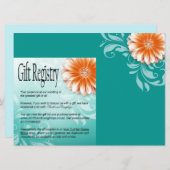 Invitation Liste de cadeaux Gerbera Marguerite Orange Aqua (Devant / Derrière)