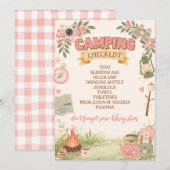 Invitation Liste de camping rose bohème (Devant / Derrière)
