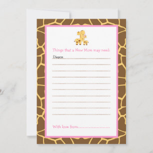 Invitation Liste de conseils de filles Giraffe pour le nouvea