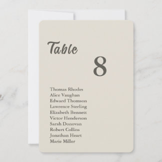 Invitation Liste de invités minimaliste et intégrée au ton ch