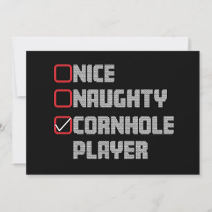Invitation Liste de joueurs de cornhole Nice Naughty Noël dég