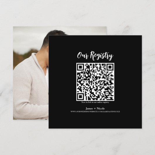 Invitation Liste de mariage moderne minimale scannable par co (Devant / Derrière)