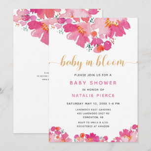 Invitation Liste de naissance QR Code Fleurs bébé en fleurs B