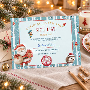Invitation Liste de Naughty ou Nice de Noël en bois hivernal