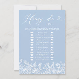 Invitation Liste de Noces Fleurie Bleu Poussiéreux Jeu de Bab