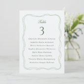 Invitation Liste de placement de mariage élégante vert sauge (Debout devant)