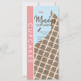 Invitation Liste de prix de flyer de cupcakes de boulangerie