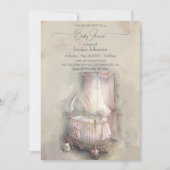 Invitation Lit bébé rose Shabby Chic Baby Shower (Devant)