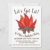 Invitation Lit Camp Fire Bachelor Party Campout (Devant)