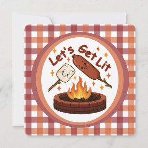 Invitation Lit Firepit - mignon Marshmallow & Hot Dog
