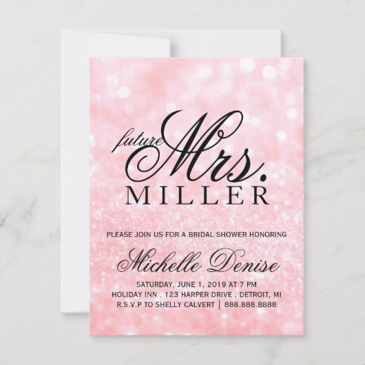 Invitation - Lit Pink Glit Fab futur Mme Bridal (Devant)