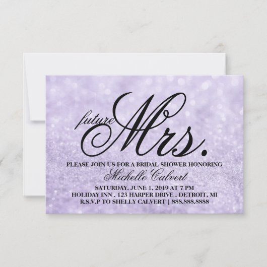 Invitation - Lit Purple Glit Fête des mariées futu (Devant)