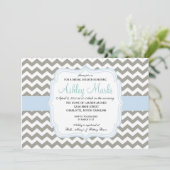 Invitation Lite Blue and Grey Chevron (Debout devant)